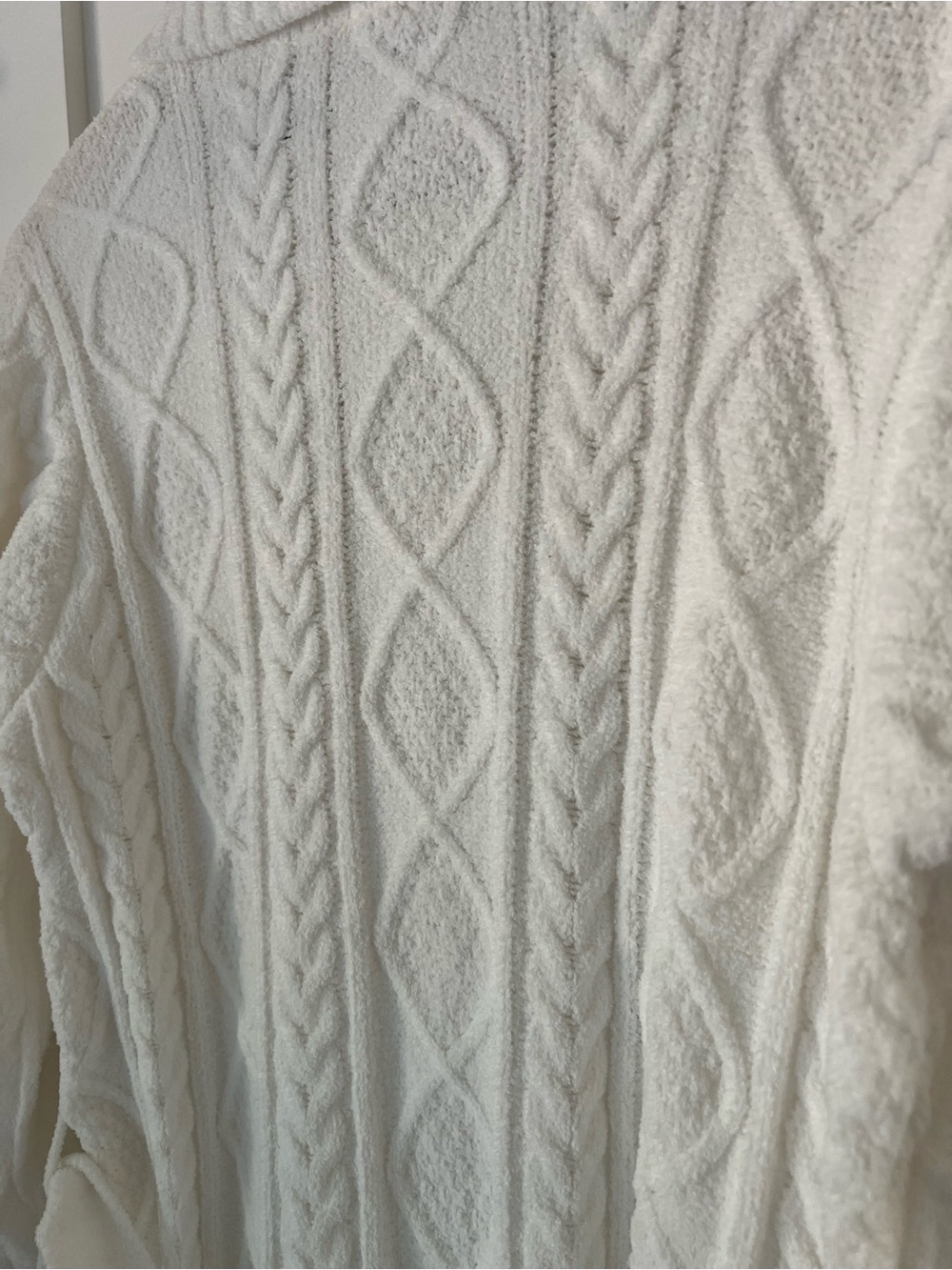 PJ Salvage Chenille Cable Knit Robe Ivory Belted Large - Picture 9 of 14